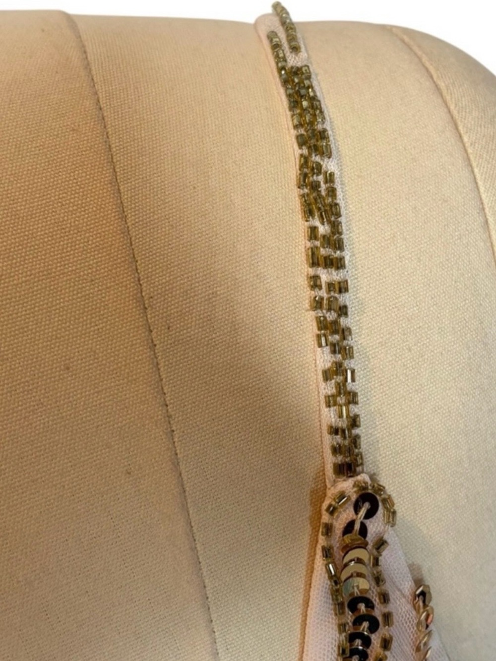 Floral Embroidered Ivory Evening Gown with Pink & Gold Detail - Picture 7 of 13